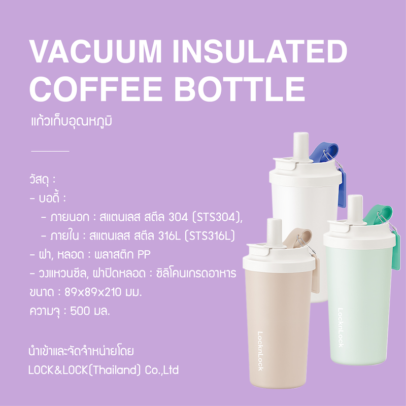LocknLock แก้วเก็บอุณหภูมิ Vacuum Insulated Coffee Bottle ความจุ 500 ml. รุ่น LHC4334