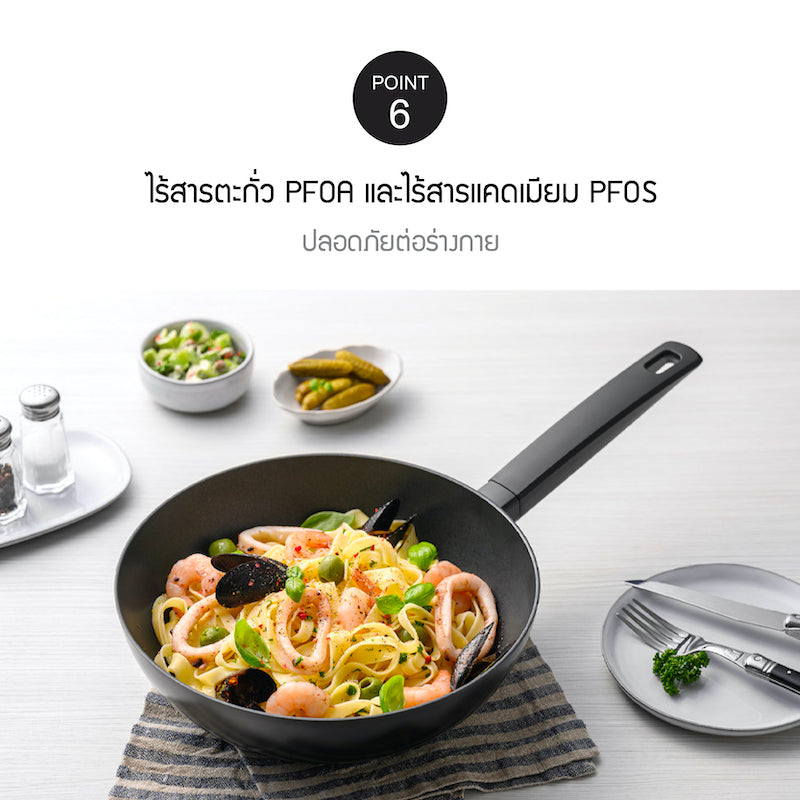 LocknLock กระทะเคลือบ Non-stick ขนาด 28 cm. The Black IH Frypan - LTB1283