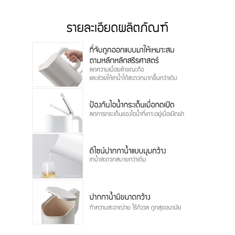 LocknLock กาต้มน้ำไฟฟ้า SILENT ELECTRIC KETTLE - EJK216WHT
