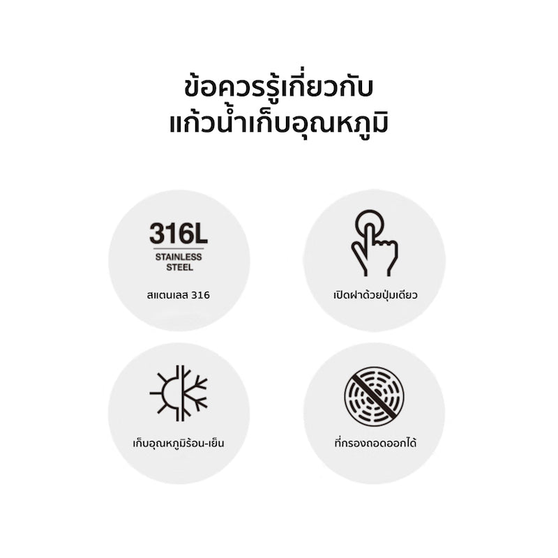 LocknLock แก้วเก็บอุณหภูมิ The First One Touch Tumbler 480 ml. - LHC3292