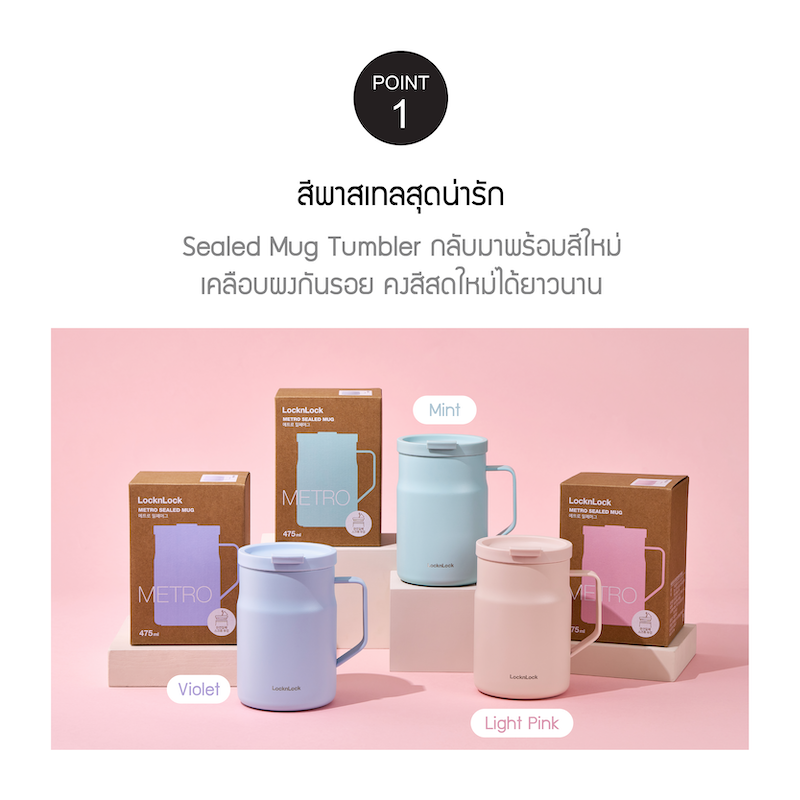 LocknLock แก้วน้ำเก็บอุณหภูมิ Metro Sealed Mug Tumbler 475 ml. - LHC4263