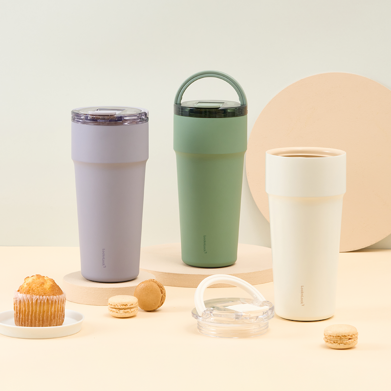 LocknLock แก้วน้ำเก็บอุณหภูมิเคลือบเซรามิก พร้อมหลอด Metro Cafe' Top Handle ความจุ 900ml. รุ่น LHC4419