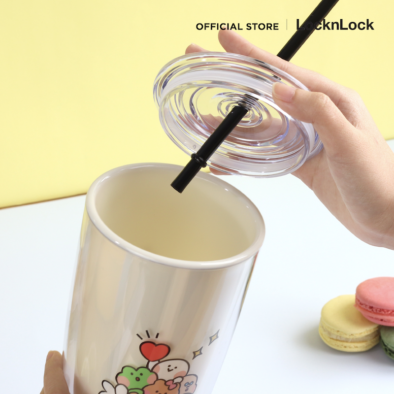 LocknLock With Line Friends แก้ว 2 ชั้นพร้อมหลอด Double Wall Cold Cup 720 ml. - HAP507IVYLF