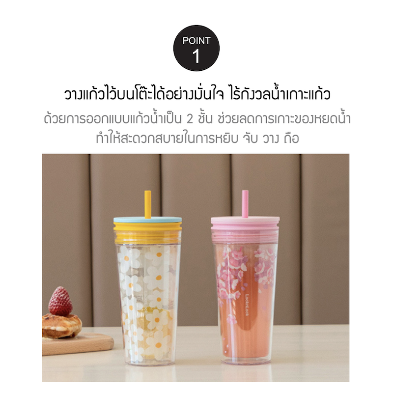 LocknLock แก้วน้ำพลาสติก 2 ชั้น Bucket Cold Cup 580 ml. - HAP520