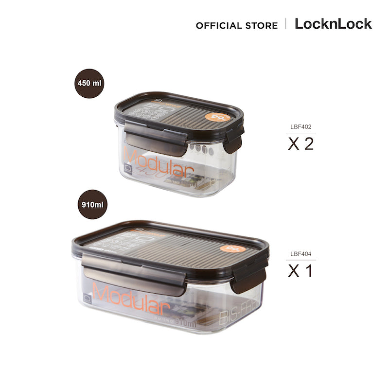 LocknLock เซตกล่องถนอมอาหาร Bisfree Modular Set - LBF404S3