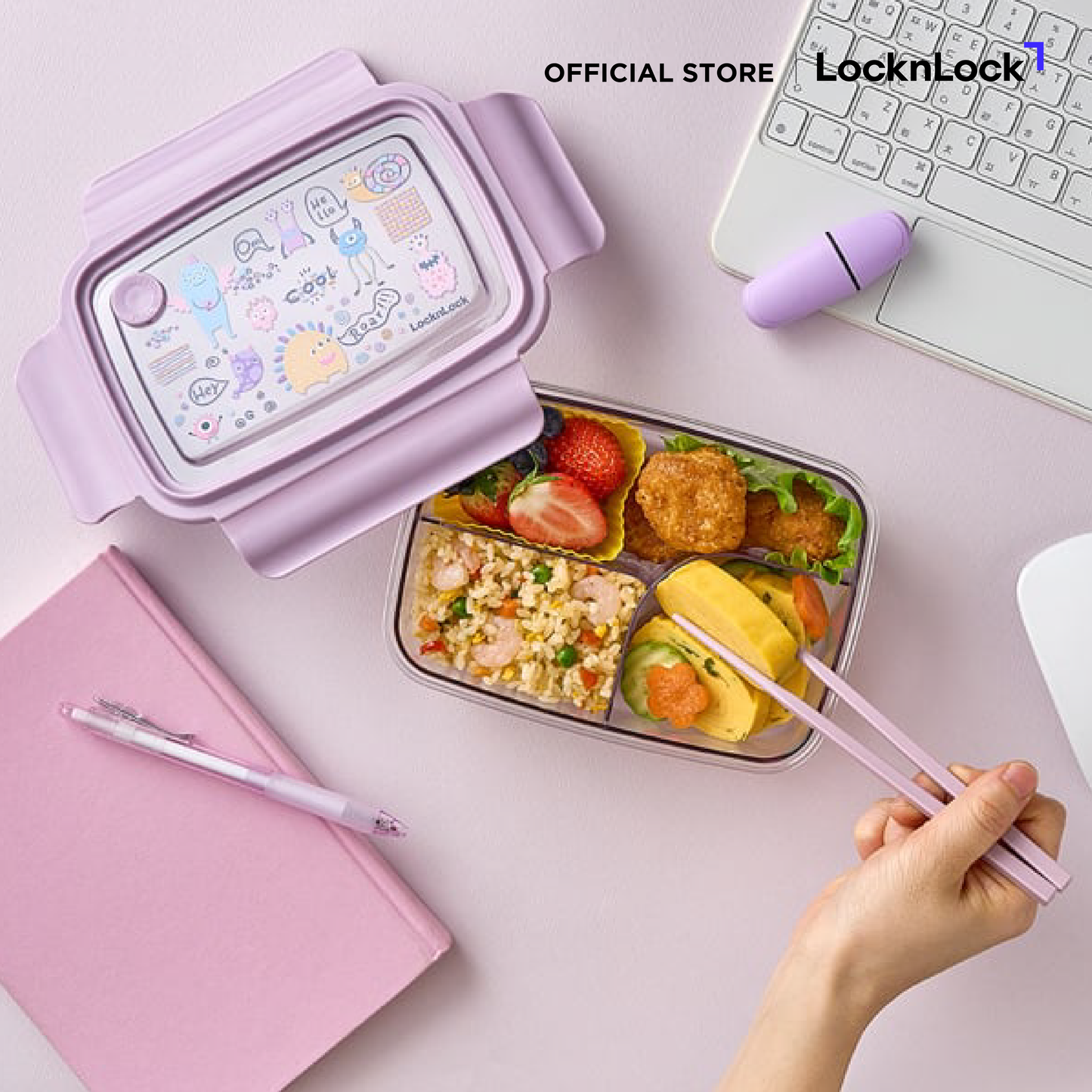 LocknLock กล่องใส่อาหาร 3-DIVIDED CLEAR LUNCH BOX 750 ML - LCB501