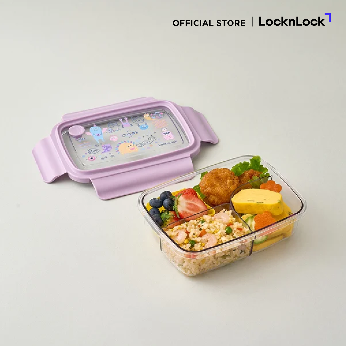 LocknLock กล่องใส่อาหาร 3-DIVIDED CLEAR LUNCH BOX 750 ML - LCB501