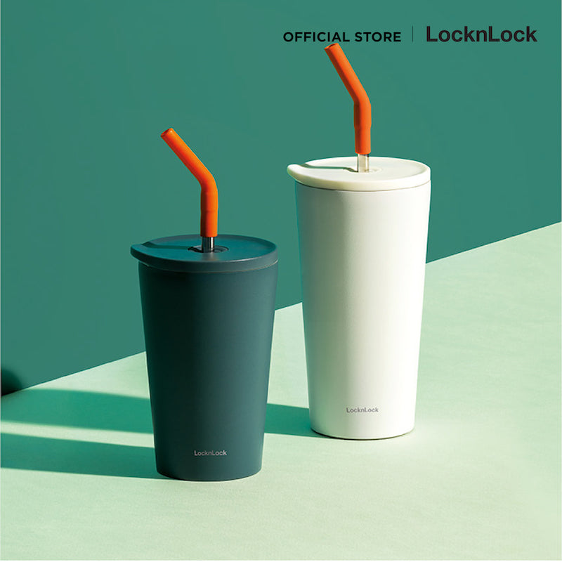 LocknLock Straw Vacuum Coldcup 400 ml. - LHC4301DGRN