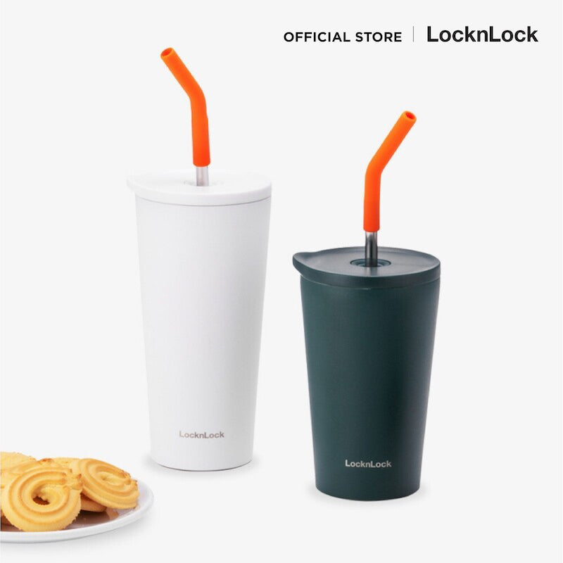 LocknLock Straw Vacuum Coldcup 400 ml. - LHC4301DGRN