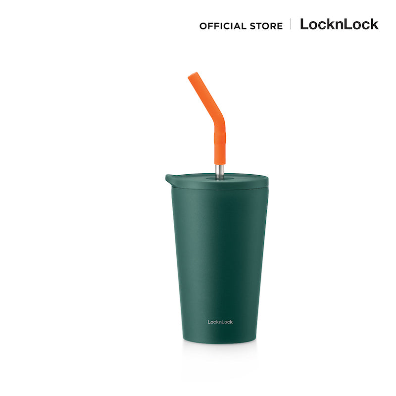 LocknLock Straw Vacuum Coldcup 400 ml. - LHC4301DGRN