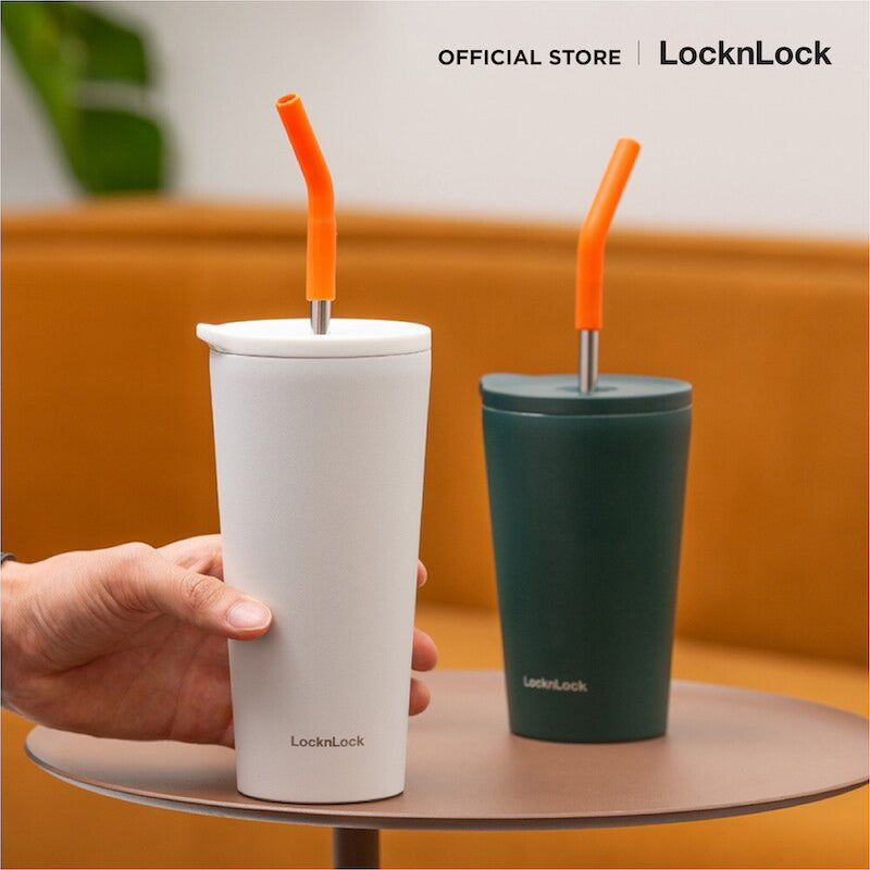 LocknLock Straw Vacuum Coldcup 400 ml. - LHC4301DGRN