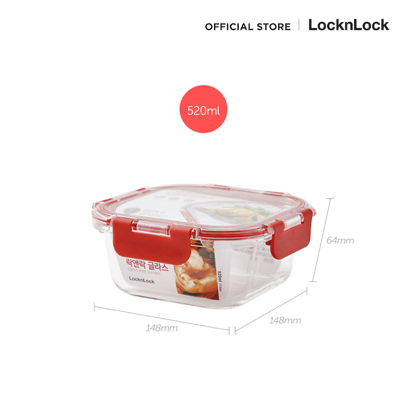 กล่องแก้วใส่อาหาร LocknLock Tritan Cap Glass Container 520 ml. - LLG236