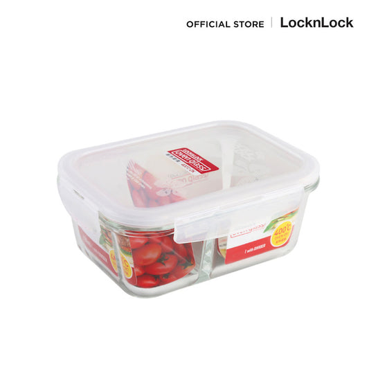 LocknLock กล่องแก้วถนอมอาหาร Oven Glass แบบแบ่งช่อง ความจุ 700 ml. รุ่น LLG429C