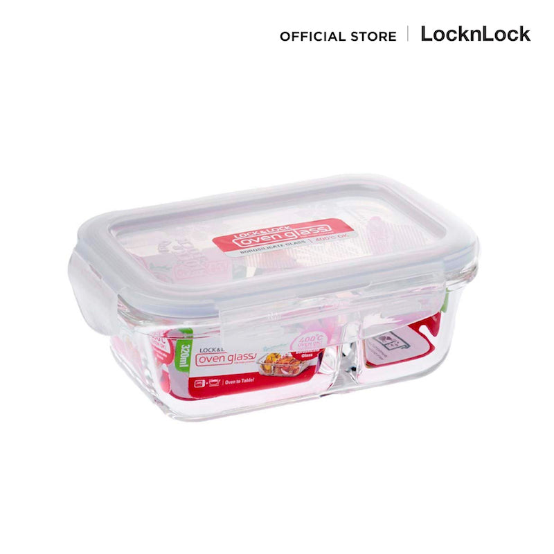 LocknLock กล่องแก้วใส่อาหาร Oven Glass แบบแบ่งช่อง ความจุ 950 ml. รุ่น LLG445C