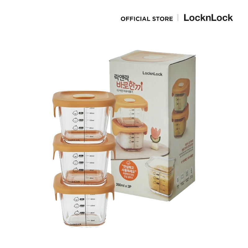 LocknLock เซตกล่องแก้วถนอมอาหารเด็ก Baby Food Container - LLG519S3