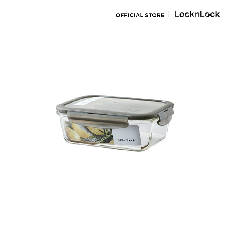 LocknLock กล่องแก้วถนอมอาหาร Oven Glass Euro ความจุ 1000 ml. (1 Litr) รุ่น LLG445GRY