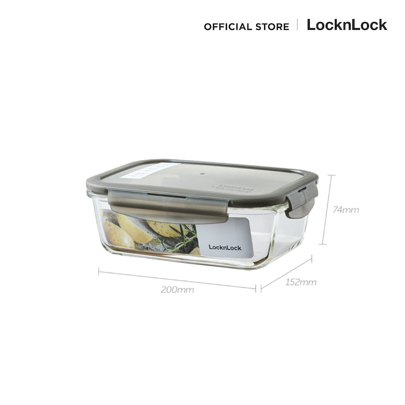 LocknLock กล่องแก้วถนอมอาหาร Oven Glass Euro ความจุ 1000 ml. (1 Litr) รุ่น LLG445GRY