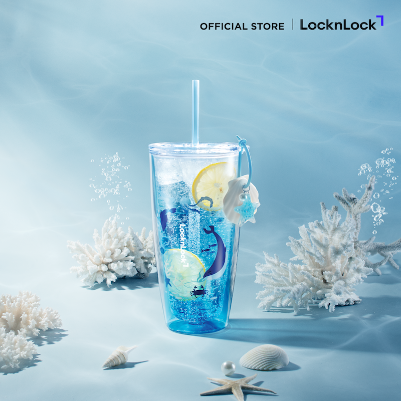 LocknLock แก้วน้ำพลาสติก 2 ชั้น Double wall cold cup 720 ml. - HAP534BLU