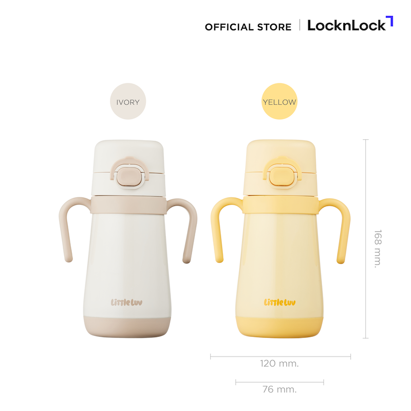 LocknLock กระติกน้ำ Little LUV One Touch STS Straw Cup ความจุ 300 ml. - LHC916