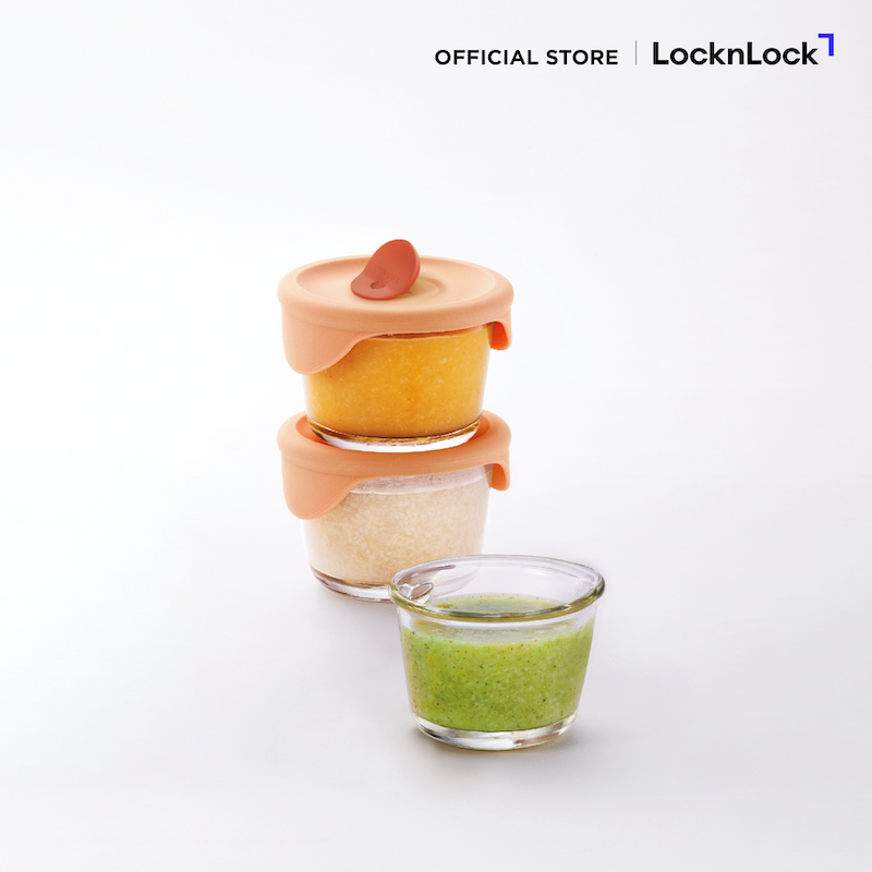 LocknLock เซตกล่องแก้วเก็บอาหารสำหรับเด็ก Baby Food Container ความจุ 230 ml. รุ่น LLG508S3ORG