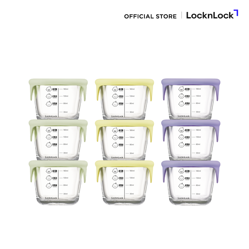 LockLock เซตกล่องแก้วถนอนมอาหารเด็ก Baby Food Container 690 ml. - LLG509S3