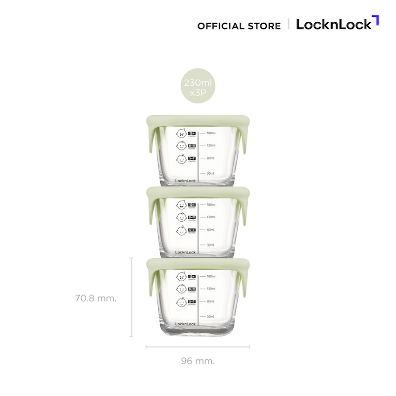 LockLock เซตกล่องแก้วถนอนมอาหารเด็ก Baby Food Container 690 ml. - LLG509S3