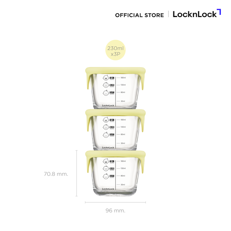 LockLock เซตกล่องแก้วถนอนมอาหารเด็ก Baby Food Container 690 ml. - LLG509S3