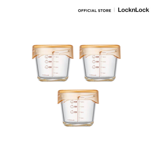 LocknLock เซตกล่องแก้วถนอมอาหารเด็ก Baby Food Container ความจุ 280 ml. - LLG542S3IVY