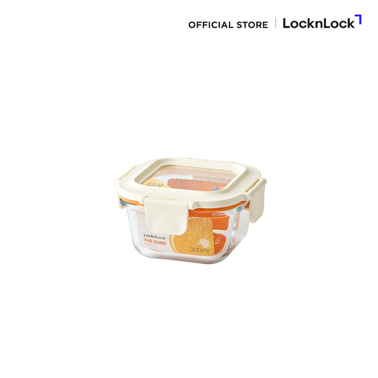 LocknLock กล่องแก้วถนอมอาหารทรงสี่เหลี่ยมจตุรัส THE CUBE 300 ML - LTG205