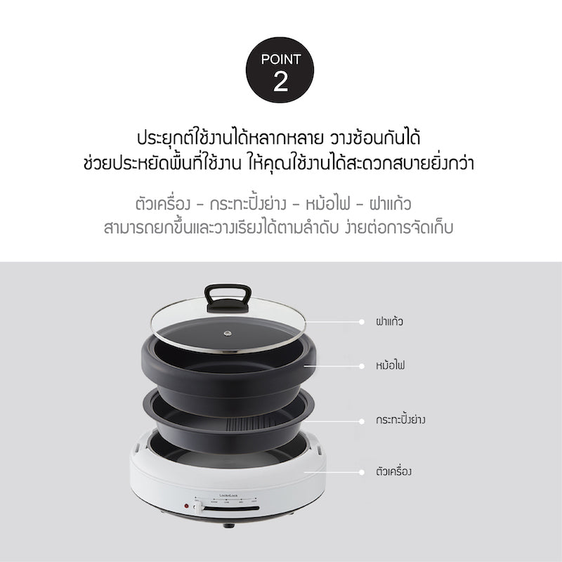 LocknLock Multi Cooker 4 L. - EJP548WHT