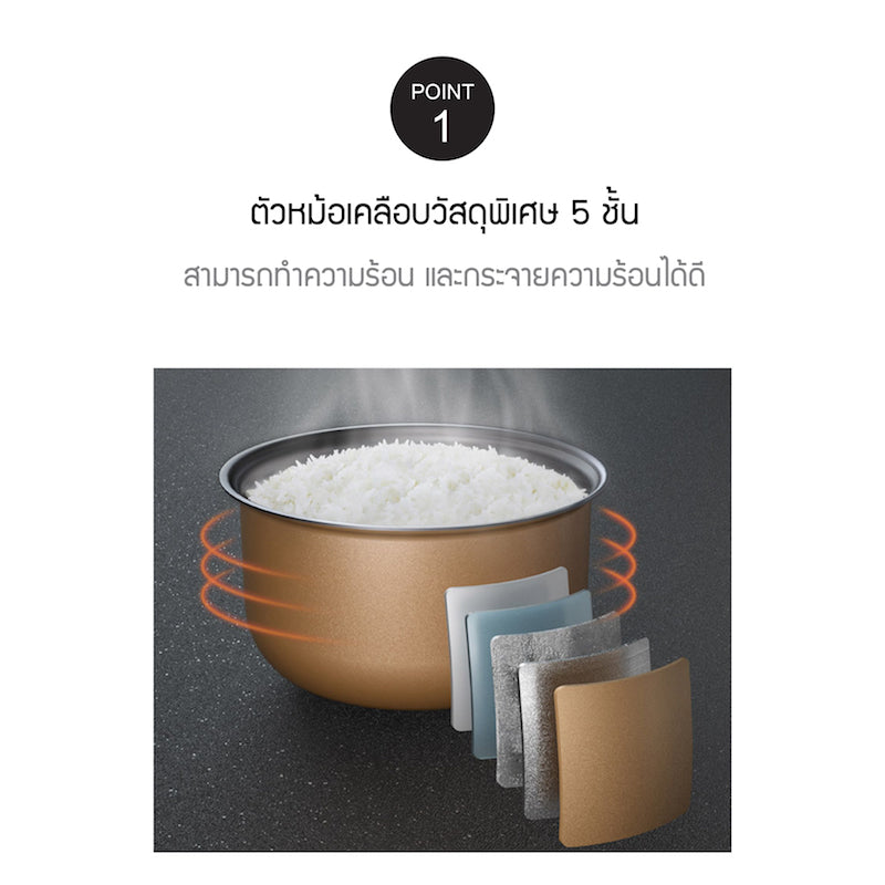 หม้อหุงข้าวดิจิทัล รุ่น EJR321IVY ตัวหม้อเคลือบวัสดุพิเศษ 5 ชั้น