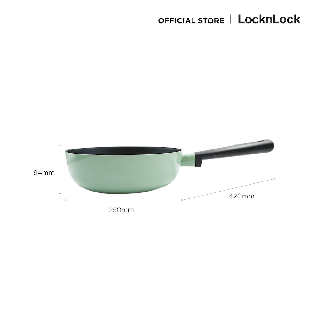 LocknLock กระทะก้นลึก สีเขียวมิ้นต์ Decore Wok 24 cm. - LDE1245IH