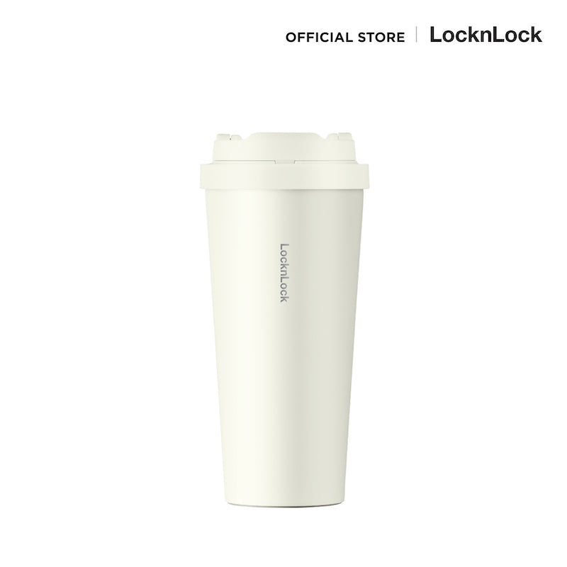 แก้วเก็บอุณหภูมิ LocknLock Energetic One Touch Tumbler 550 ml. LHC3249 white