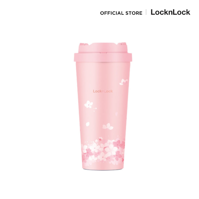 แก้วเก็บอุณหภูมิ LocknLock Energetic One Touch Tumbler 550 ml. LHC3249 Sakura
