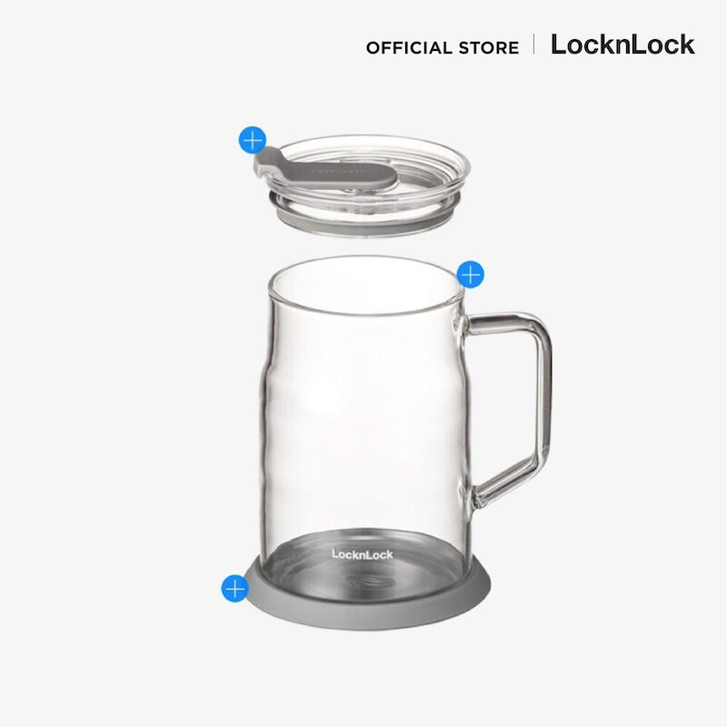 แก้วน้ำมีหูพร้อมฝา Metro Glass Mug 560 ml. รุ่น LLG6000 แยกส่วน