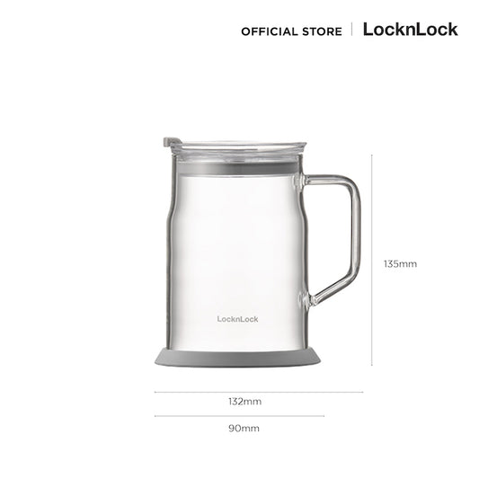 แก้วน้ำมีหูพร้อมฝา Metro Glass Mug 560 ml. รุ่น LLG6000 size