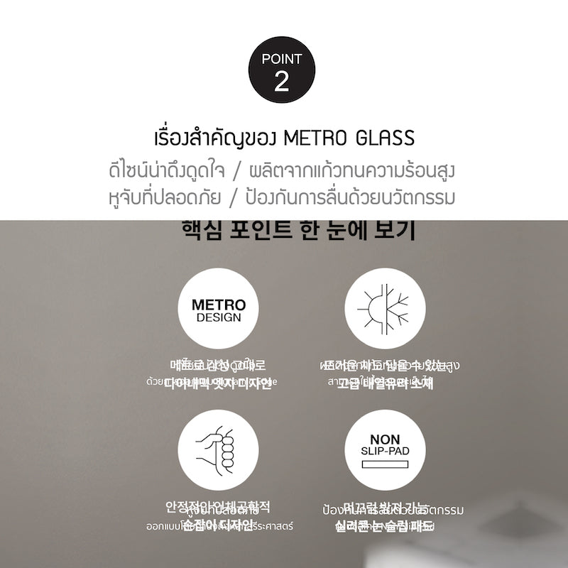 แก้วน้ำมีหูพร้อมฝา Metro Glass Mug 560 ml. รุ่น LLG6000 เกาหลี