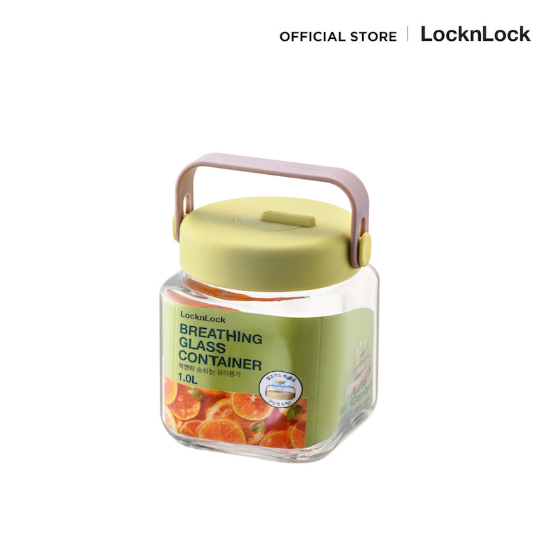 LocknLock ขวดโหลแก้วถนอมอาหาร พร้อมหูหิ้ว Breathing Glass Container 1 L. - LNG551