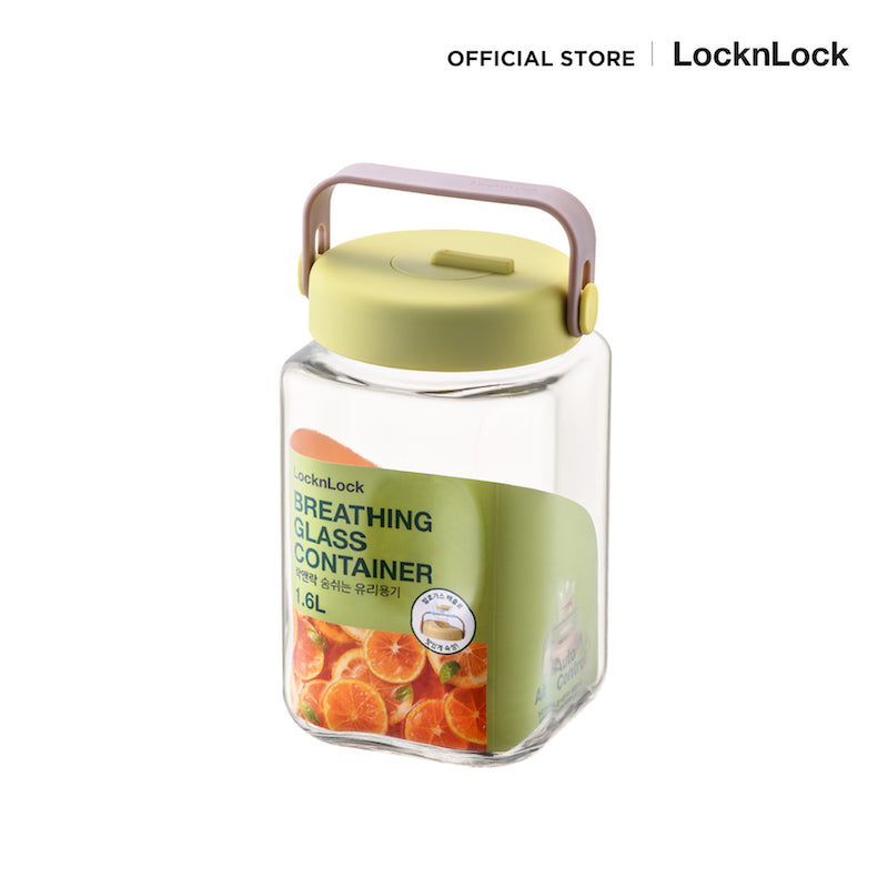 LocknLock ขวดโหลแก้วถนอมอาหาร พร้อมหูหิ้ว Breathing Glass Container 1.6 L. - LNG552