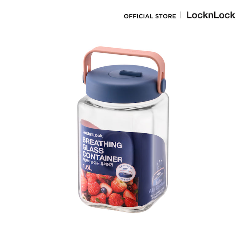 LocknLock ขวดโหลแก้วถนอมอาหาร พร้อมหูหิ้ว Breathing Glass Container 1.6 L. - LNG552