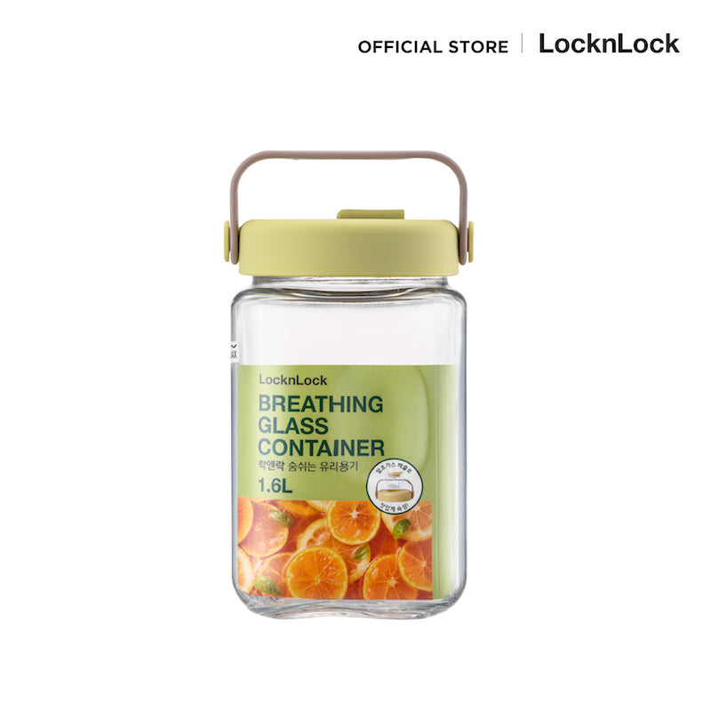 LocknLock ขวดโหลแก้วถนอมอาหาร พร้อมหูหิ้ว Breathing Glass Container 1.6 L. - LNG552