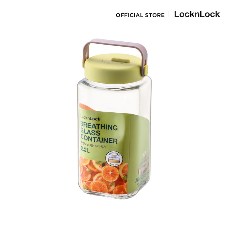 LocknLock ขวดโหลแก้วถนอมอาหาร พร้อมหูหิ้ว Breathing Glass Container 2.2 L. - LNG553
