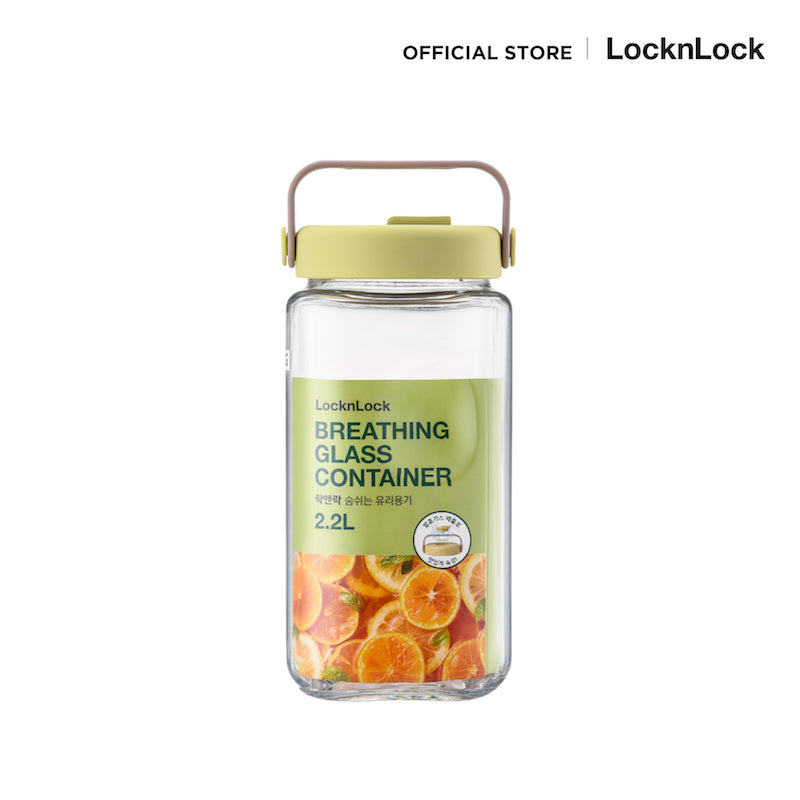 LocknLock ขวดโหลแก้วถนอมอาหาร พร้อมหูหิ้ว Breathing Glass Container 2.2 L. - LNG553