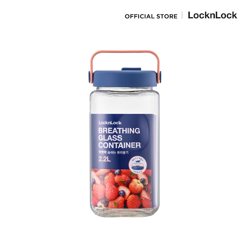 LocknLock ขวดโหลแก้วถนอมอาหาร พร้อมหูหิ้ว Breathing Glass Container 2.2 L. - LNG553