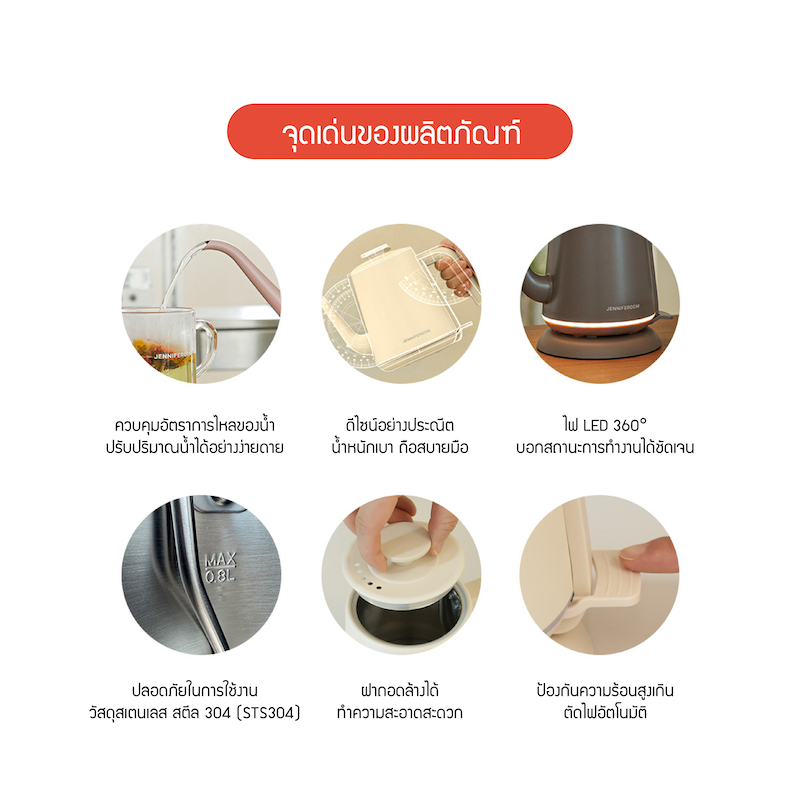 Jenniferoom กาดริปกาแฟ Drip Kettle ความจุ 800ml. รุ่น JRKTH-KT0801