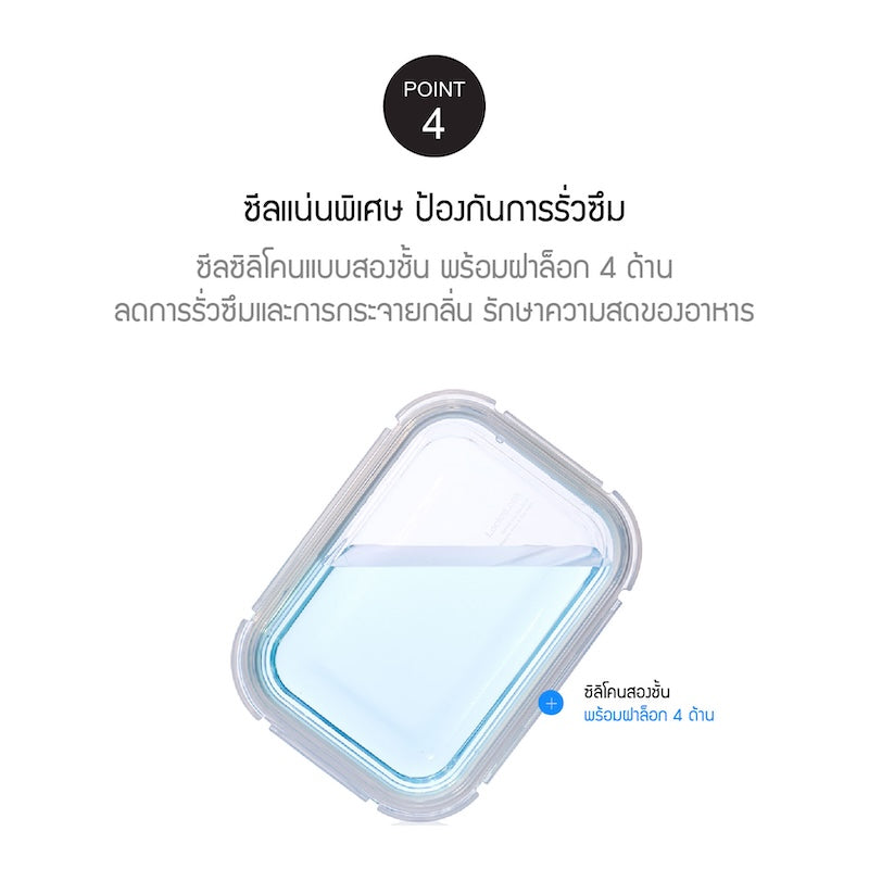 LocknLock กล่องแก้วถนอมอาหาร Fresh Stackable Glass container ความจุ 320 - 1040 ml.
