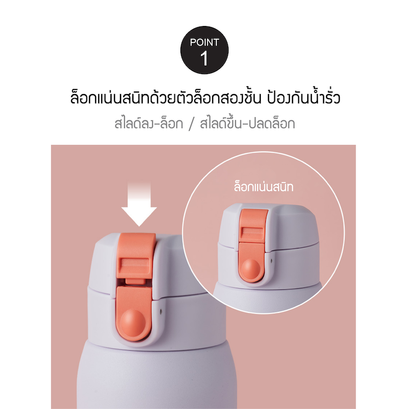 LocknLock Cotton Candy One - Touch Tumbler กระติกน้ำเก็บอุณหภูมิ ความจุ 370 มล. รุ่น LHC3233