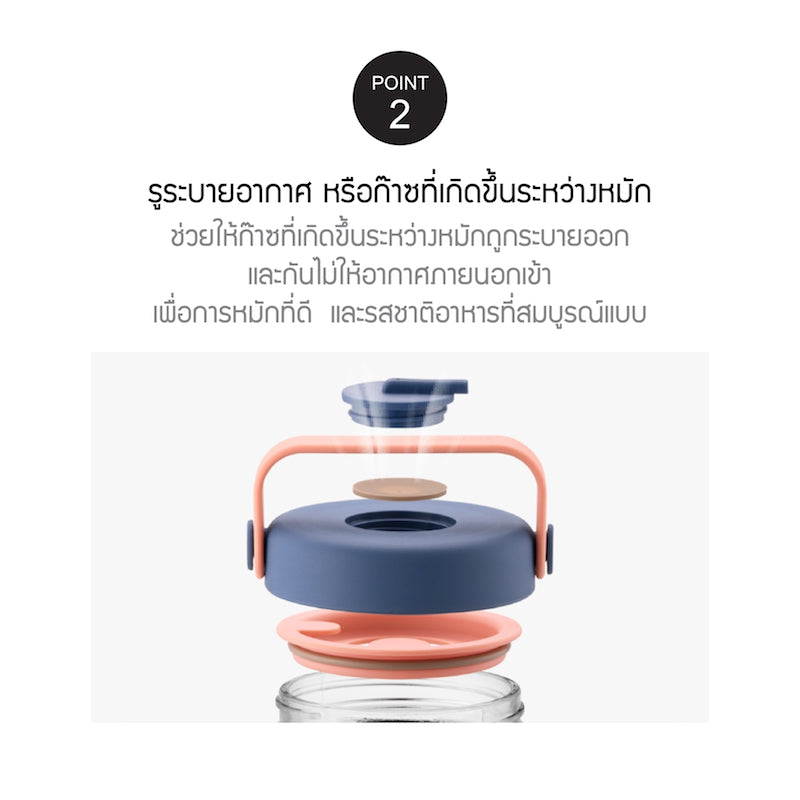 LocknLock ขวดโหลแก้วถนอมอาหาร พร้อมหูหิ้ว Breathing Glass Container 1 L. - LNG551