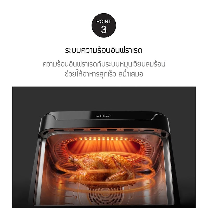 LocknLock หม้อทอดไร้น้ำมัน Dual Visible Air Fryer ความจุ 10 ลิตร รุ่น EJF398BLK