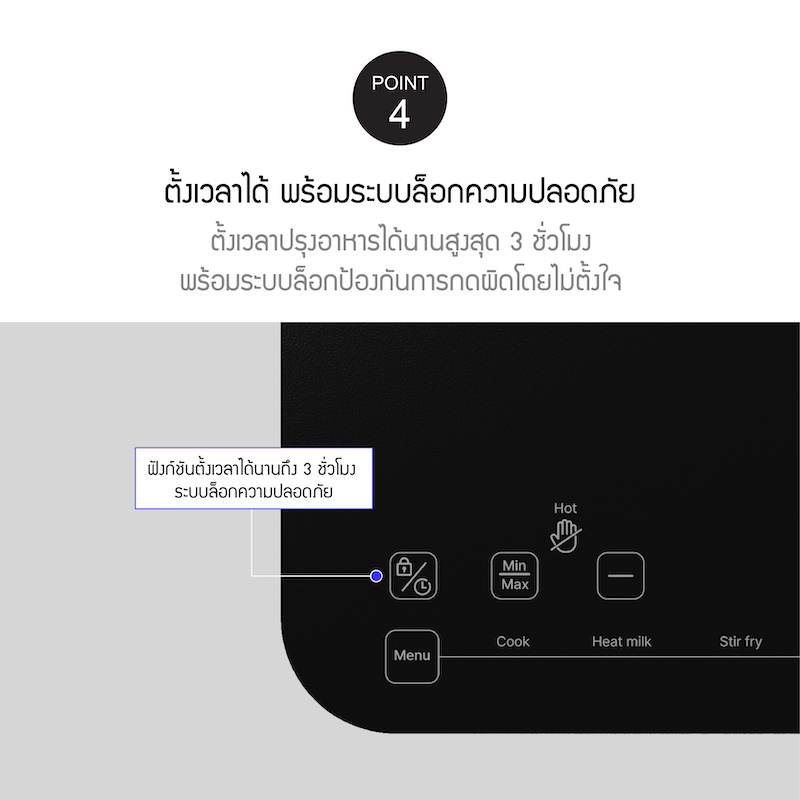 LocknLock เตาแม่เหล็กไฟฟ้า ระบบสัมผัส Easy Clean Induction Cooker รุ่น EJI352BLK